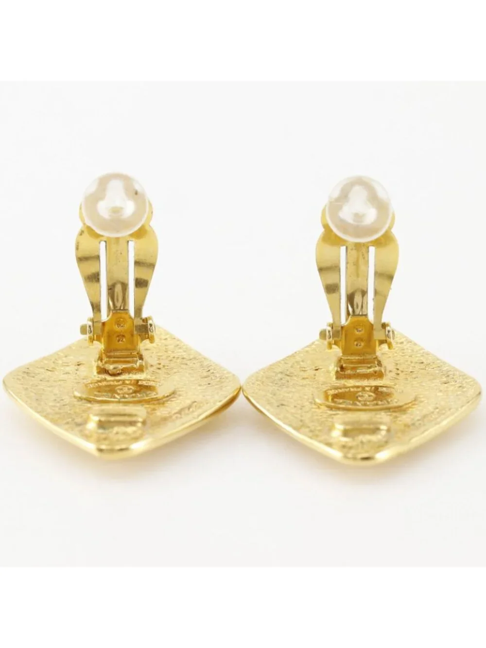 Chanel CC Logo Vintage Gold Plated Earrings